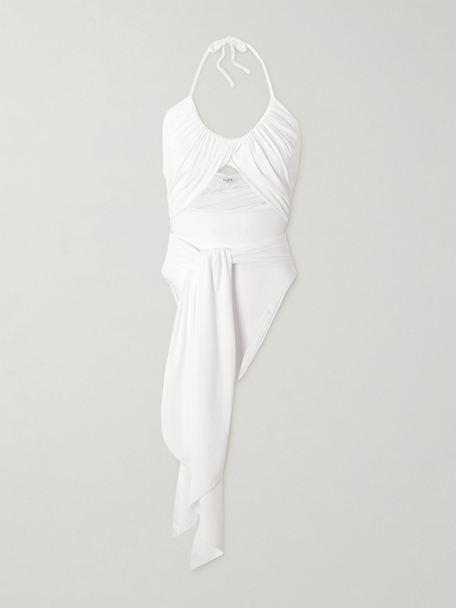 Halterneck draped swimsuit White - 1