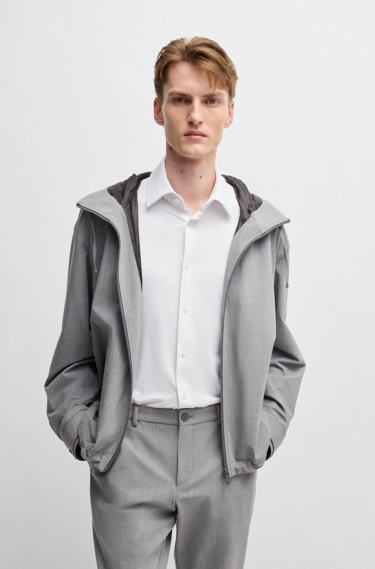 SLIM-FIT SHIRT IN TEXTURED PERFORMANCE-STRETCH JERSEY - 6