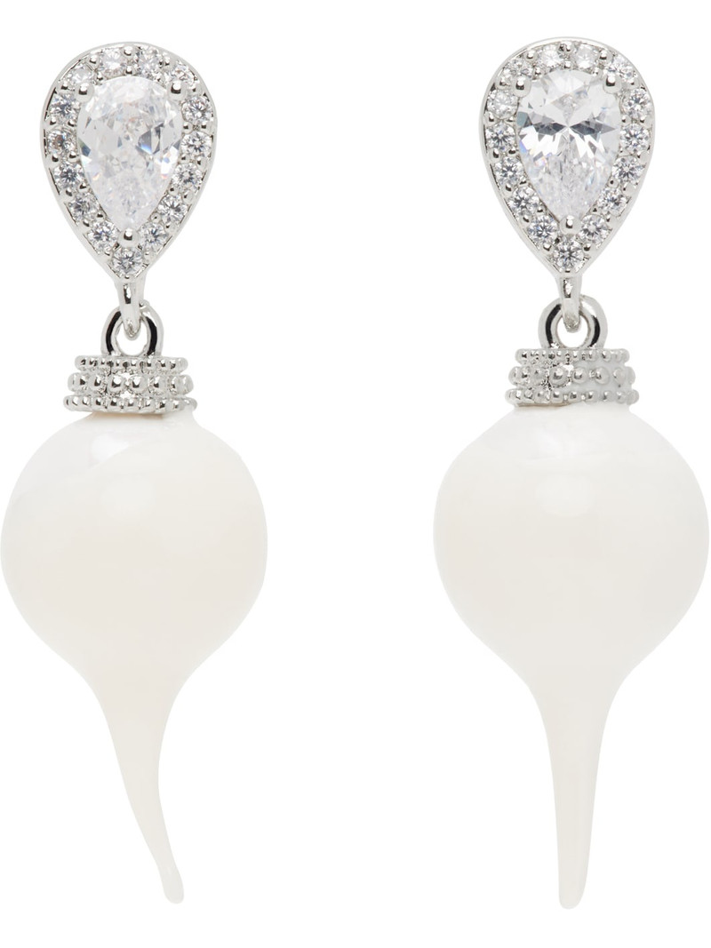 SSENSE Exclusive Silver & White Diamond Drop Earrings 1