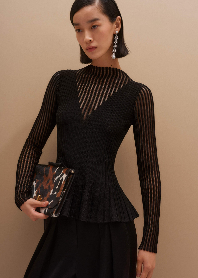 Sheer Knit Peplum Top 1