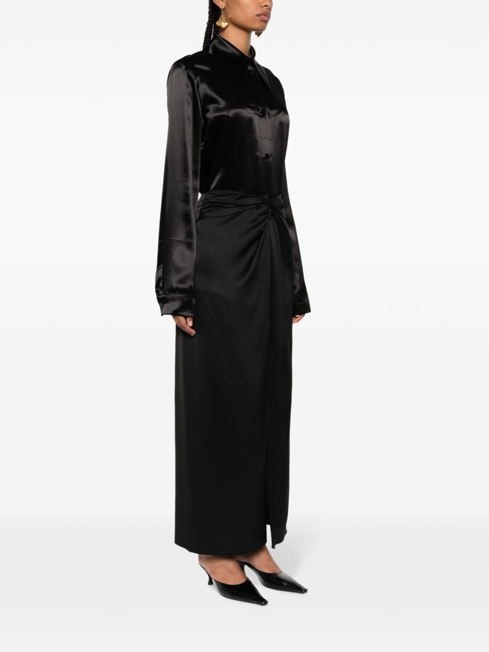 Heida satin wrap maxi skirt - 3