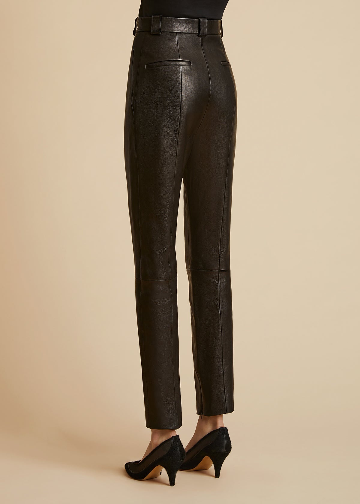 The Waylin Pant in Black Leather - 3