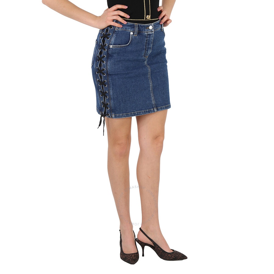 Moschino Ladies Lace-Up Side Denim Mini Skirt, Brand Size 40 (US Size 6) - 5