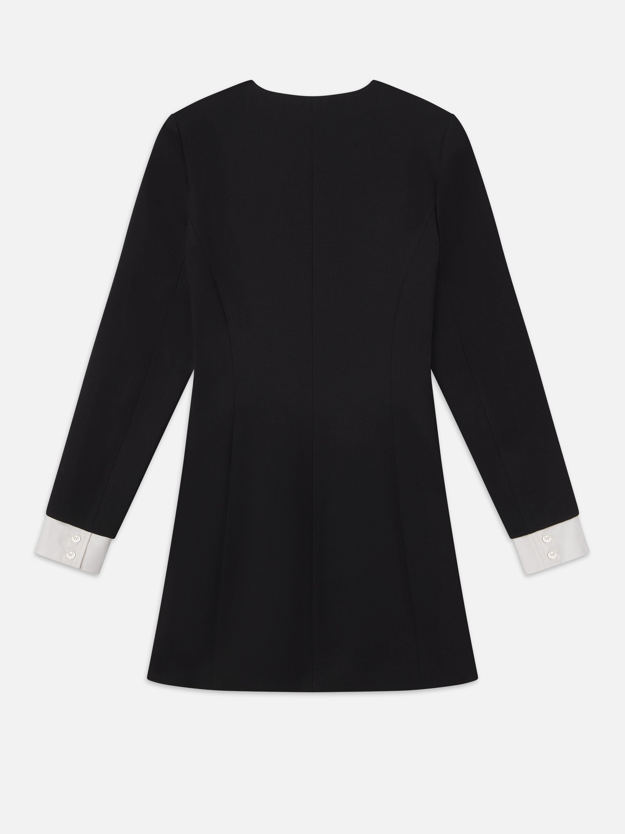 Button Front Suiting Dress in Black - 4