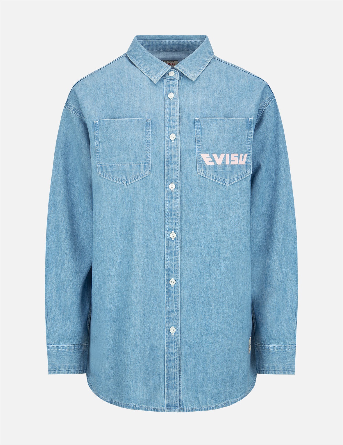 FORTUNE CAT WITH DARUMA PRINT DENIM SHIRT - 2
