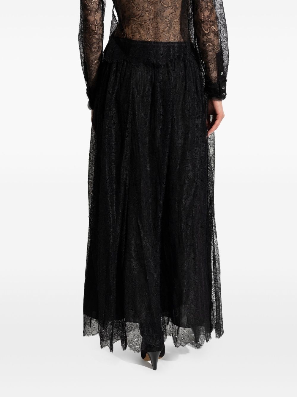 lace-detailing midi skirt - 4