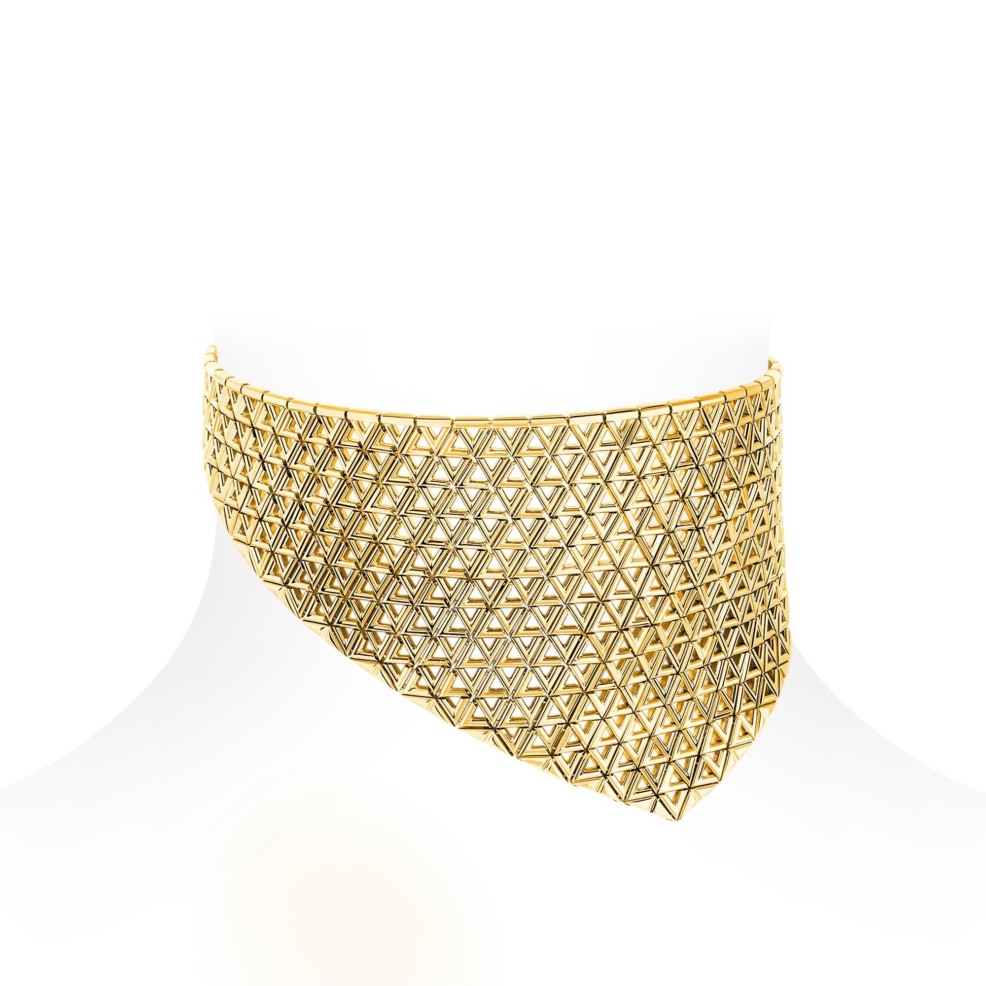 LV Volt Mesh Necklace, Yellow Gold - 3