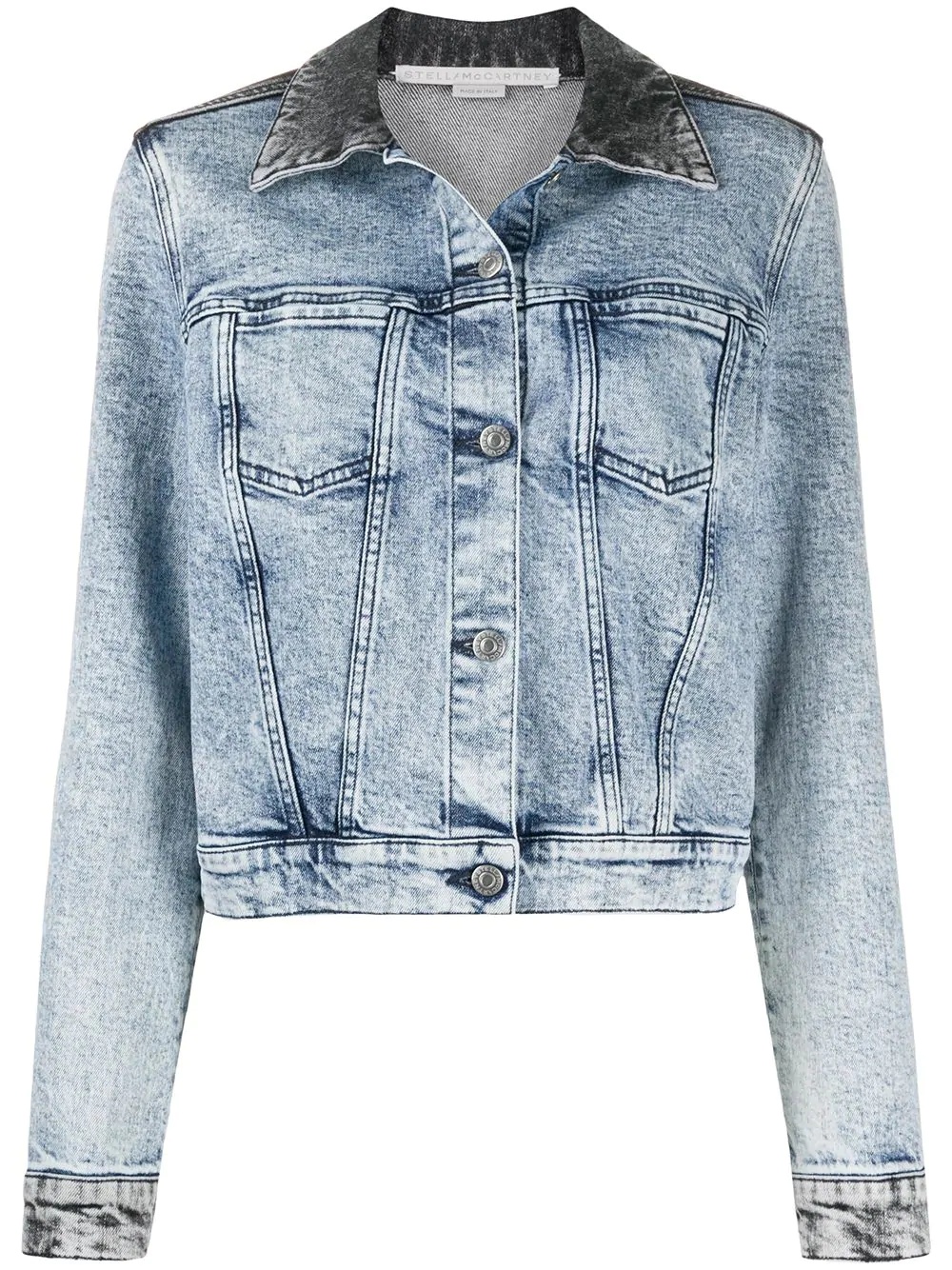 two-tone cropped denim jacket - 1