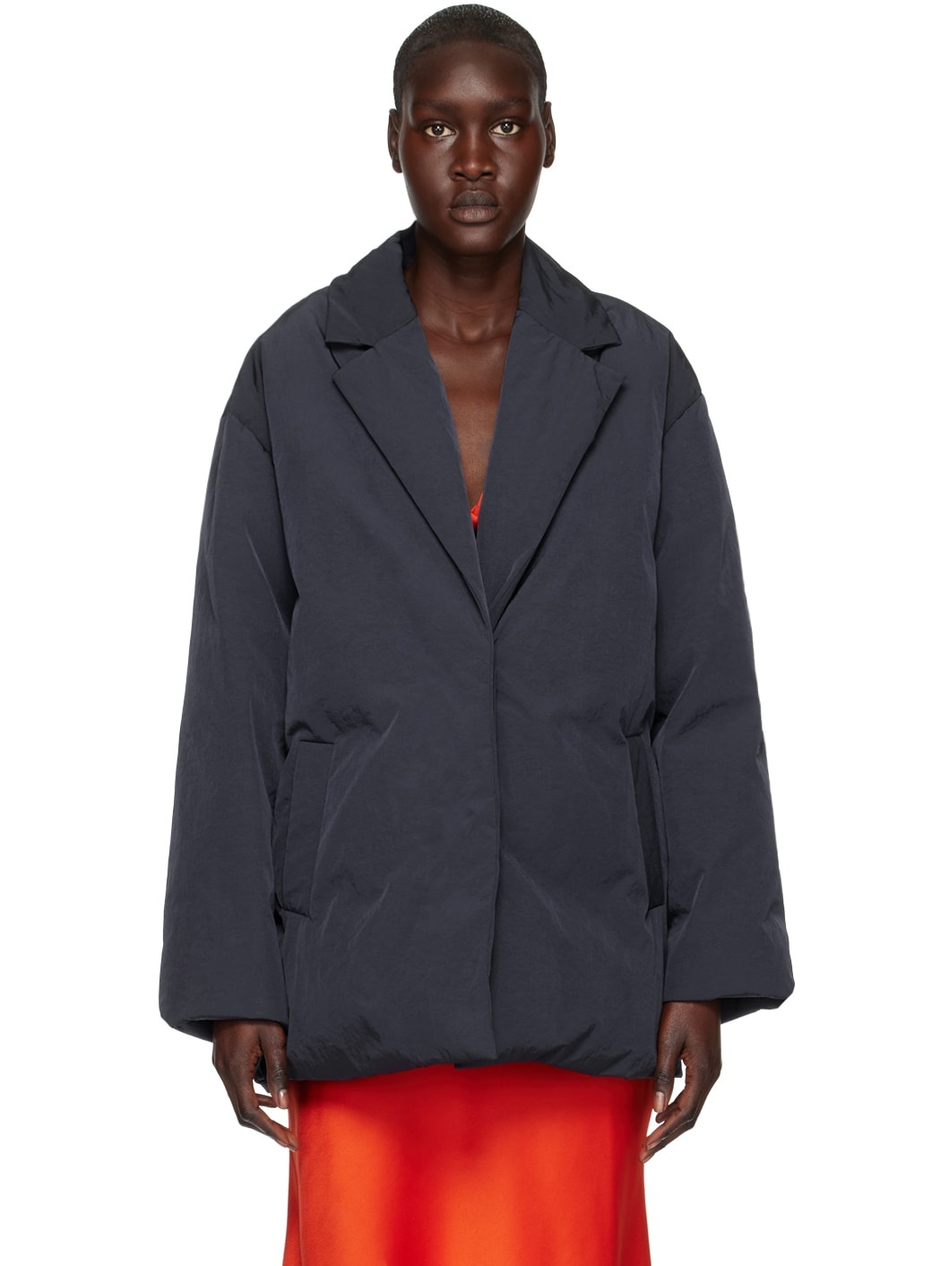 Navy Puffa Coat - 1