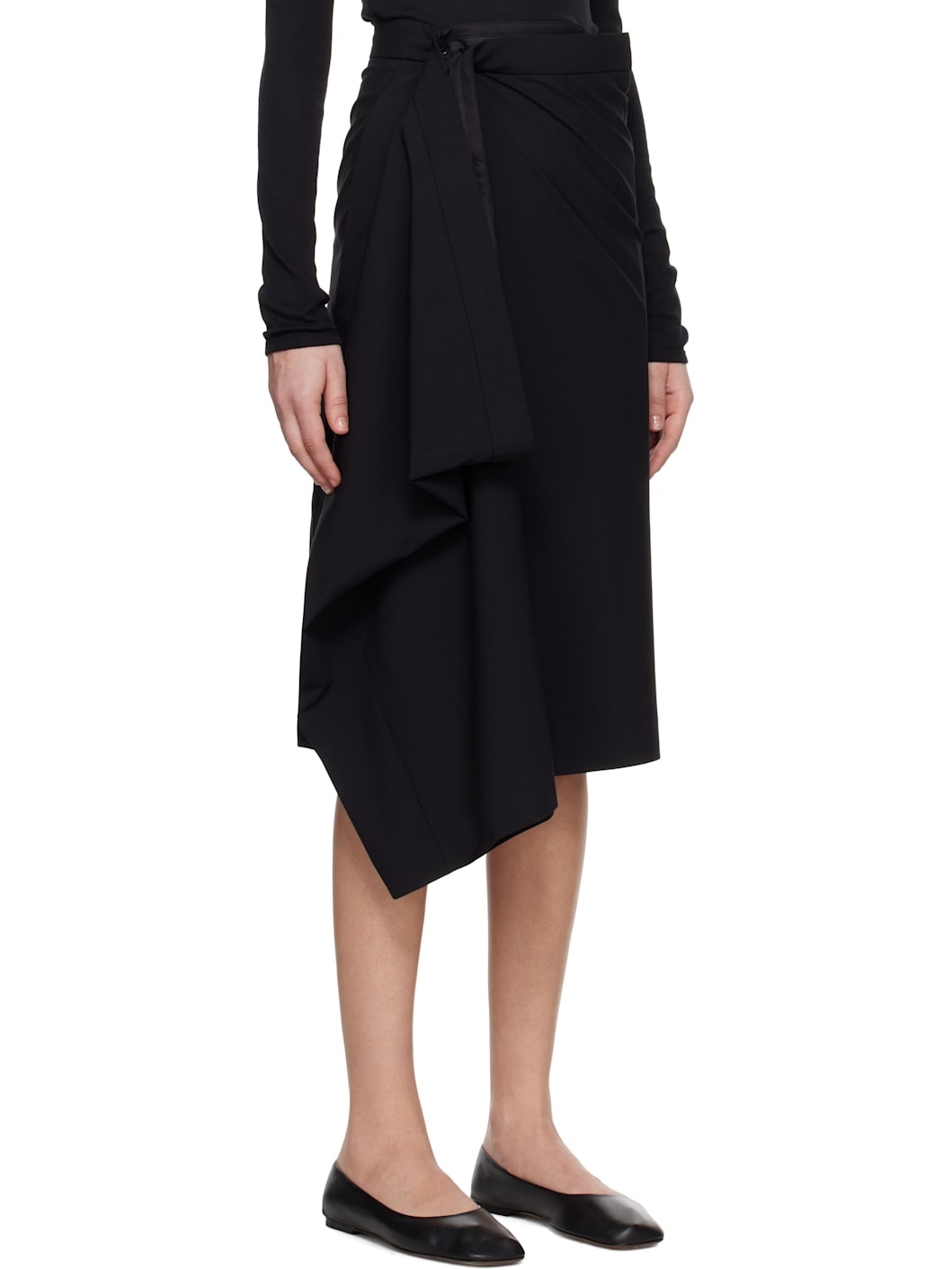 Black Extended Tailored Midi Skirt - 2