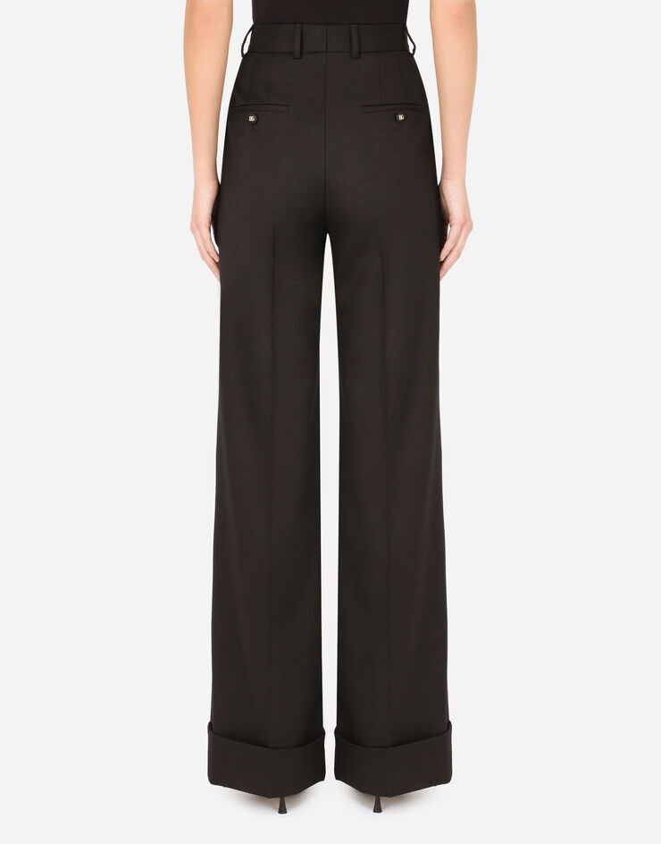 Woolen palazzo pants with turn-ups - 2