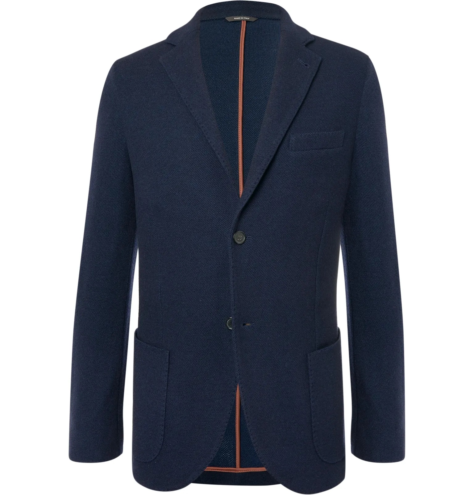 Navy Slim-Fit Unstructured Cashmere and Virgin Wool-Blend Blazer - 1