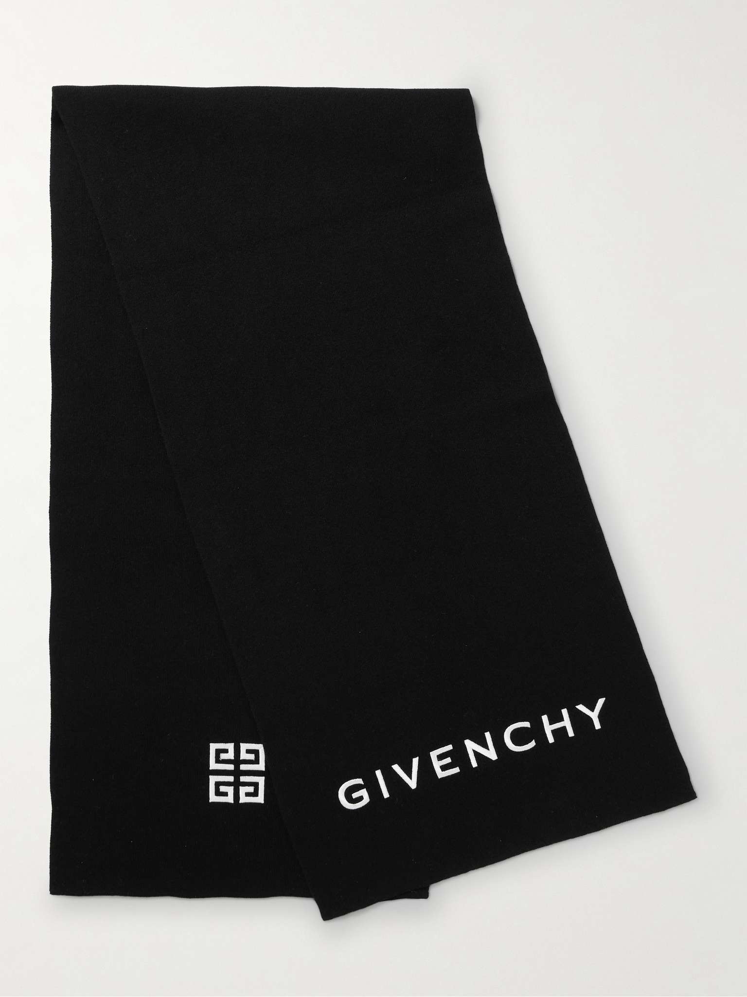 Logo-Embroidered Wool and Cashmere-Blend Scarf - 3