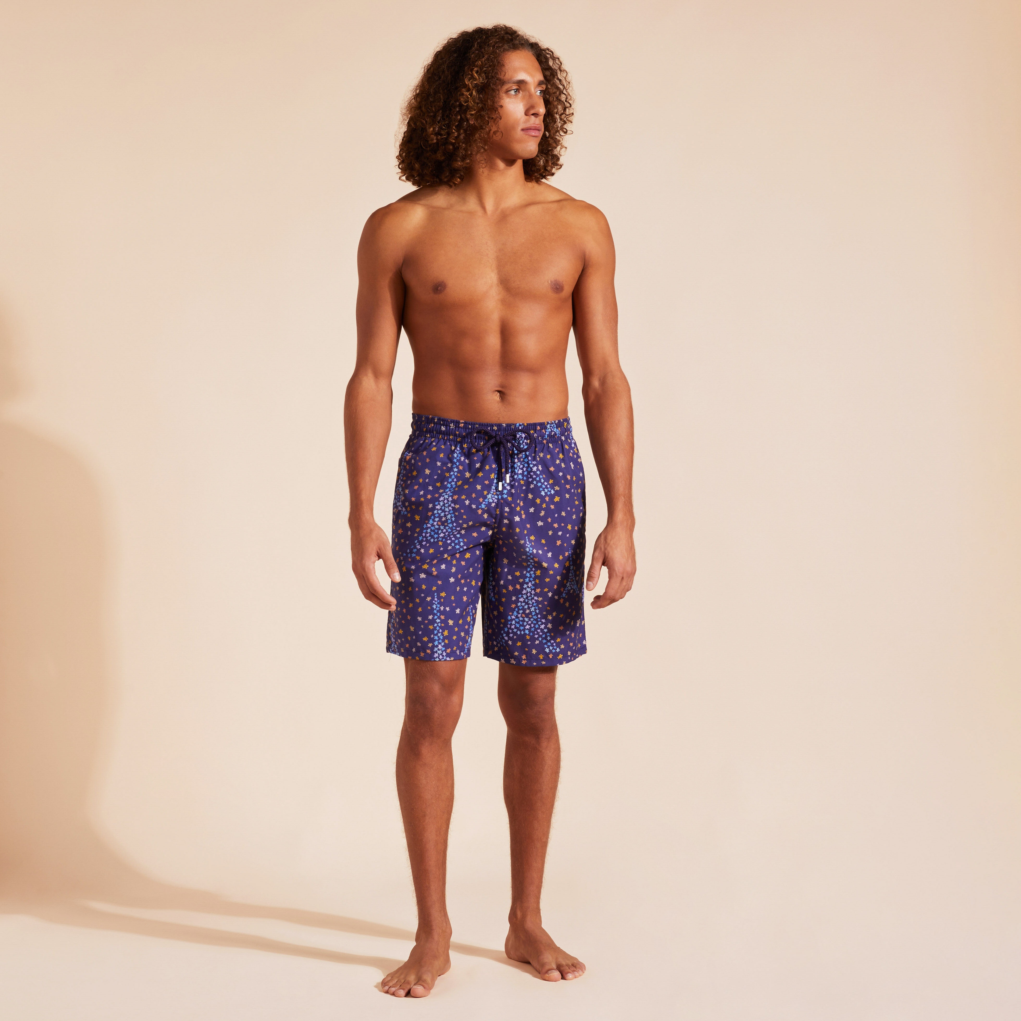 Men Long Swim Trunks Eiffel Turtles - 3