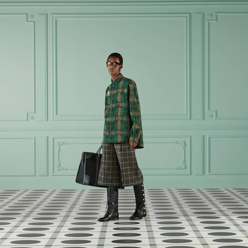 GUCCI Jumbo GG check wool shirt outlook