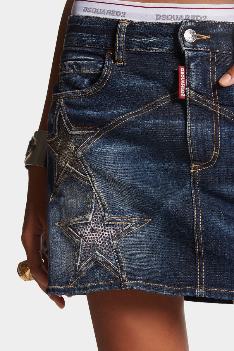 MEDIUM DIAMOND SUPER STAR WASH DENIM SKIRT - 6