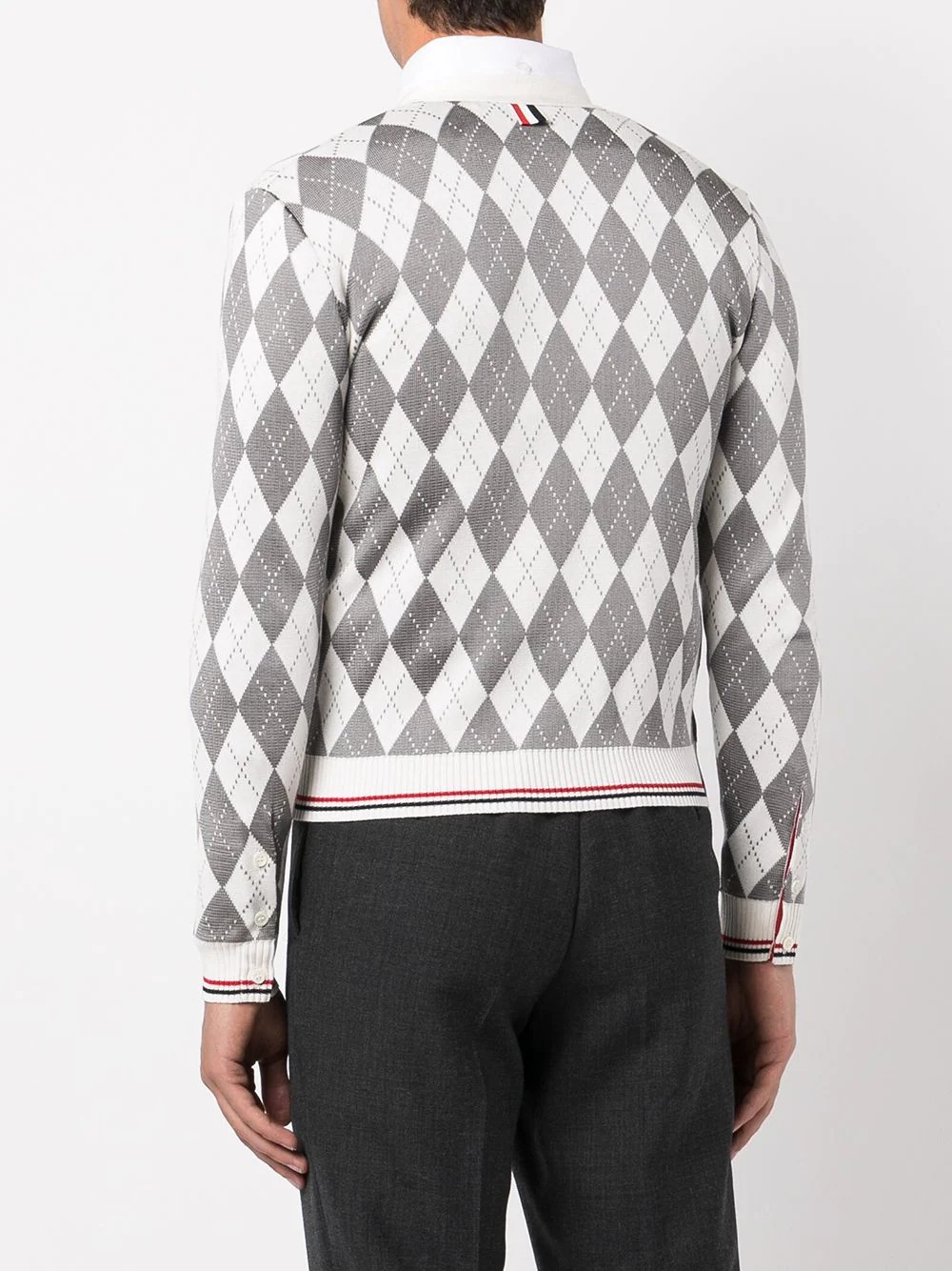 diamond-pattern RWB stripe cardigan - 4