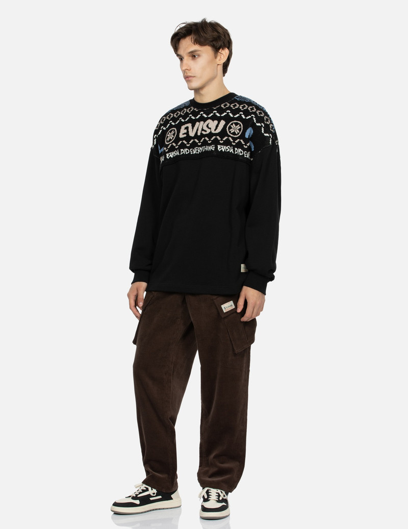 FAIR ISLE PATTERN KNIT-PANELLED RELAX FIT SWEATSHIRT 3