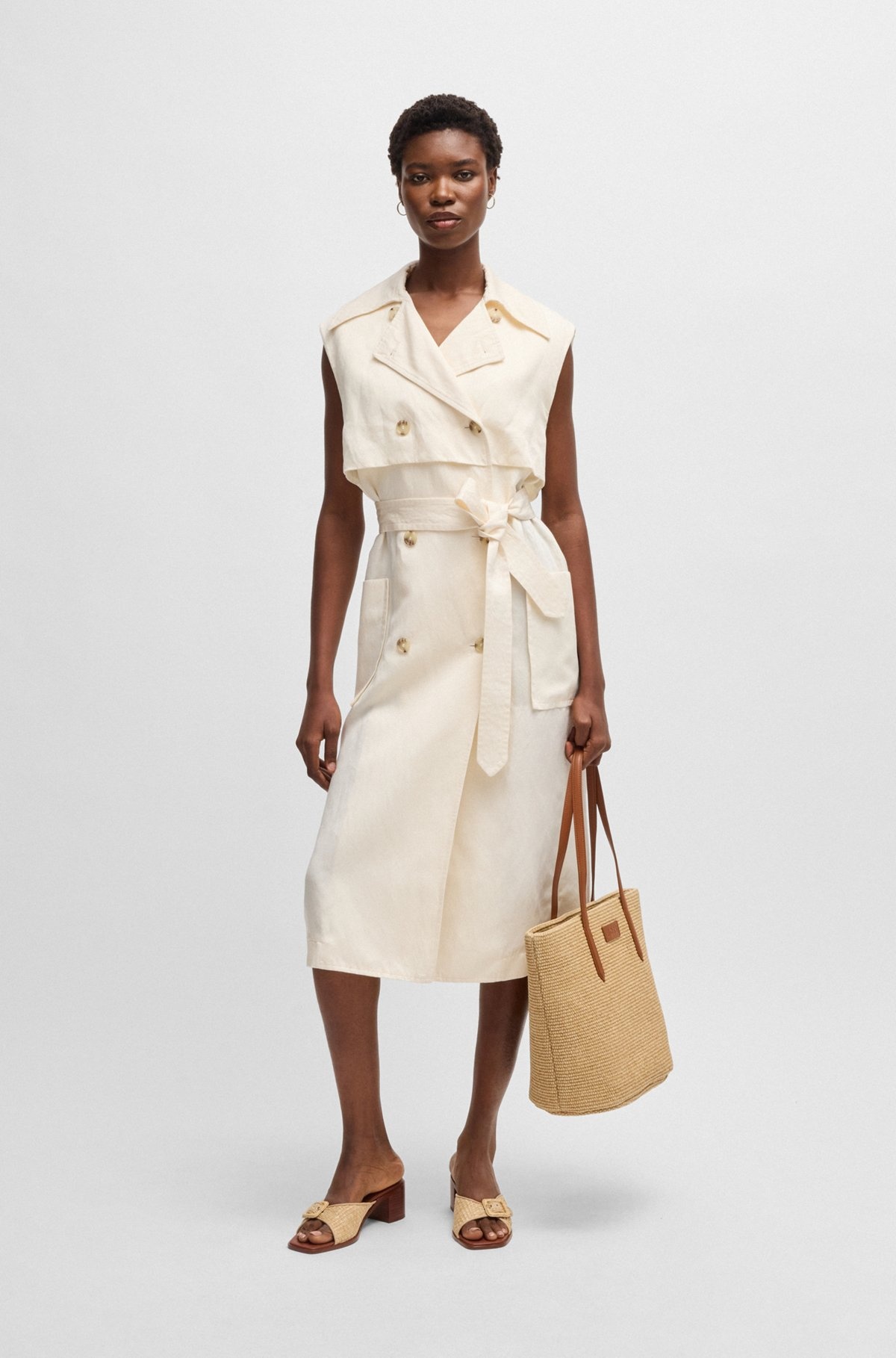 SLEEVELESS TRENCH DRESS WITH DOUBLE-BREASTED CLOSURE - 3