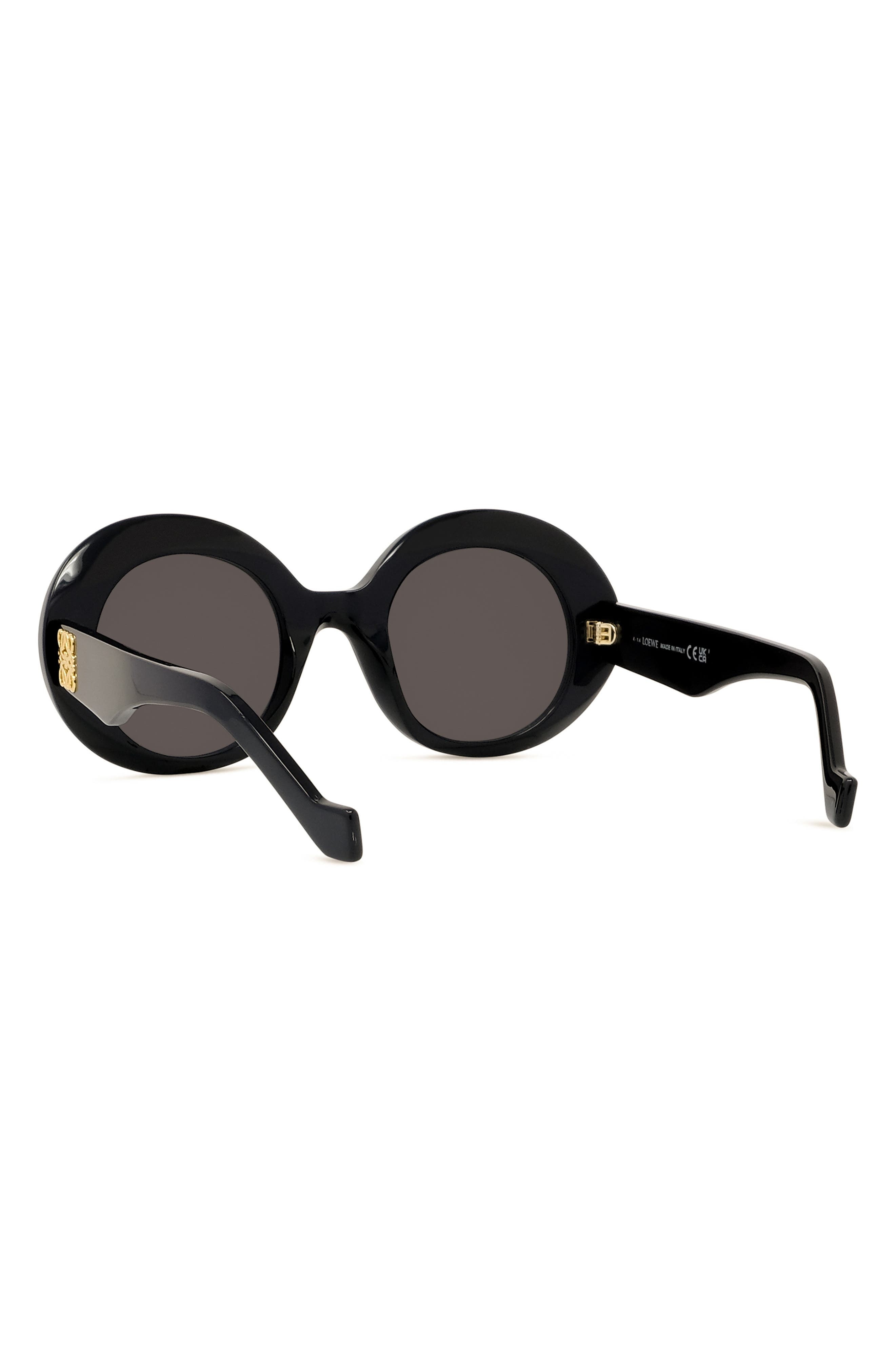 Loewe Anagram 50mm Oval Sunglasses in Shiny Black /Smoke at Nordstrom - 4