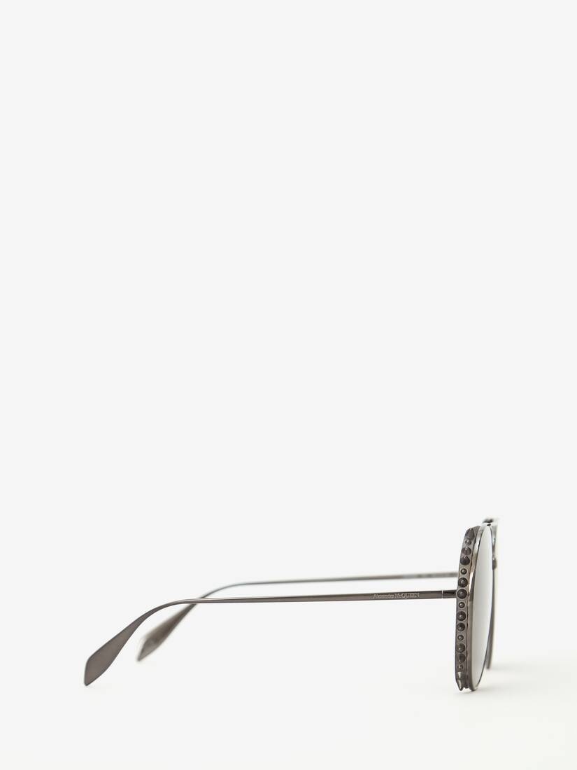 Punk Stud Pilot Sunglasses in Ruthenium - 2