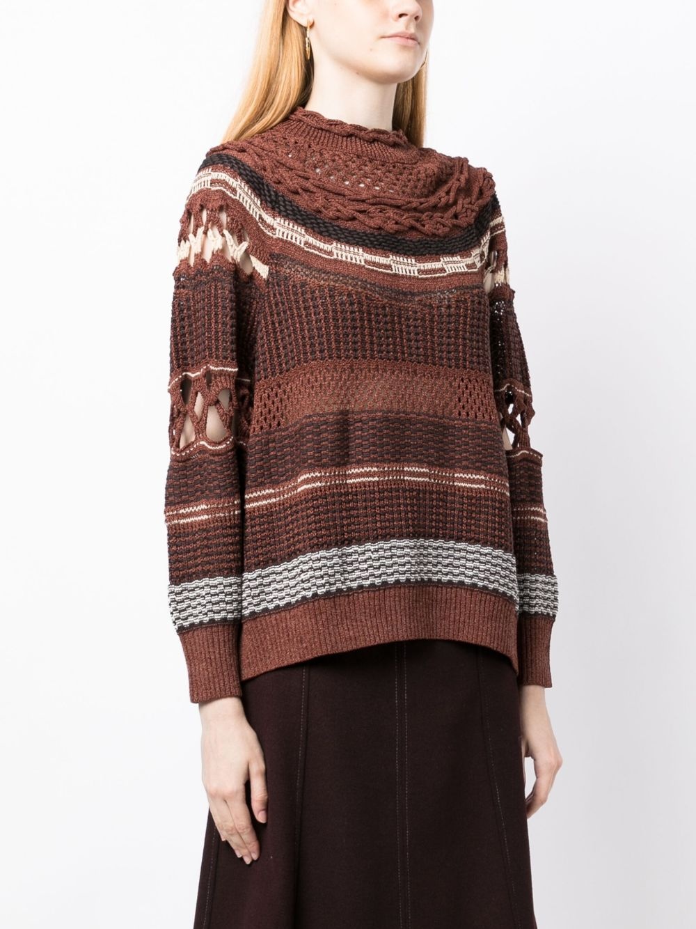 open-knit high-neck sweatshirt - 3