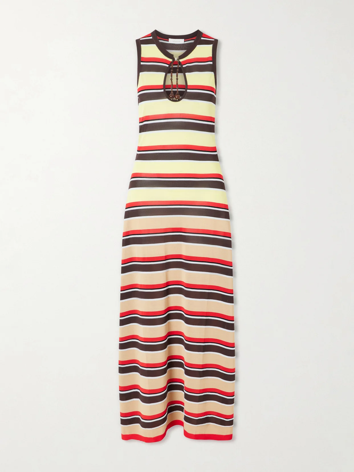 Bead-embellished Striped Knitted Maxi Dress - 1