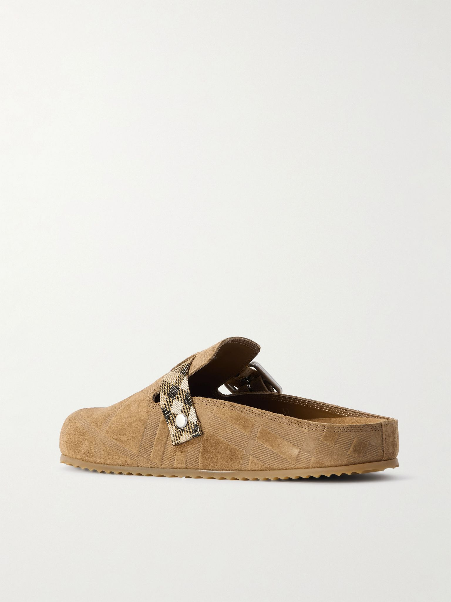 Urchin canvas-jacquard trimmed textured-suede clogs Beige - 3