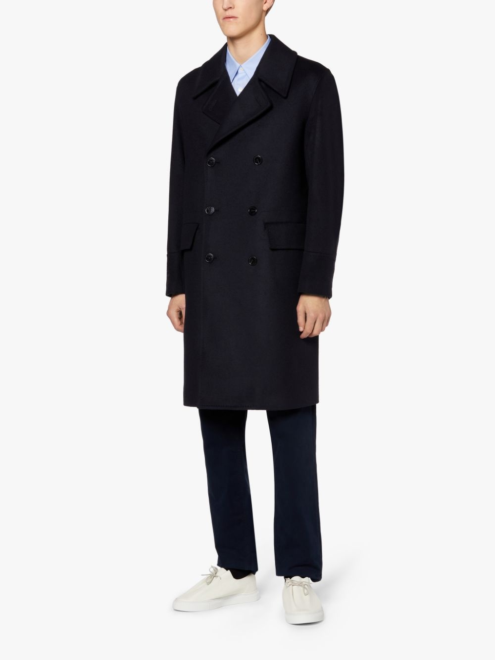 REDFORD NAVY WOOL & CASHMERE DOUBLE BREASTED COAT | GM-1101 - 4