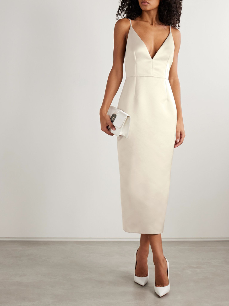 EMILIA WICKSTEAD Vero open-back duchesse-satin midi dress Ivory outlook