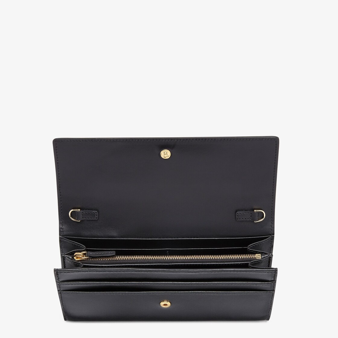 Fendi Roma continental wallet with short metal chain. The interior features two gusseted compartment - 4