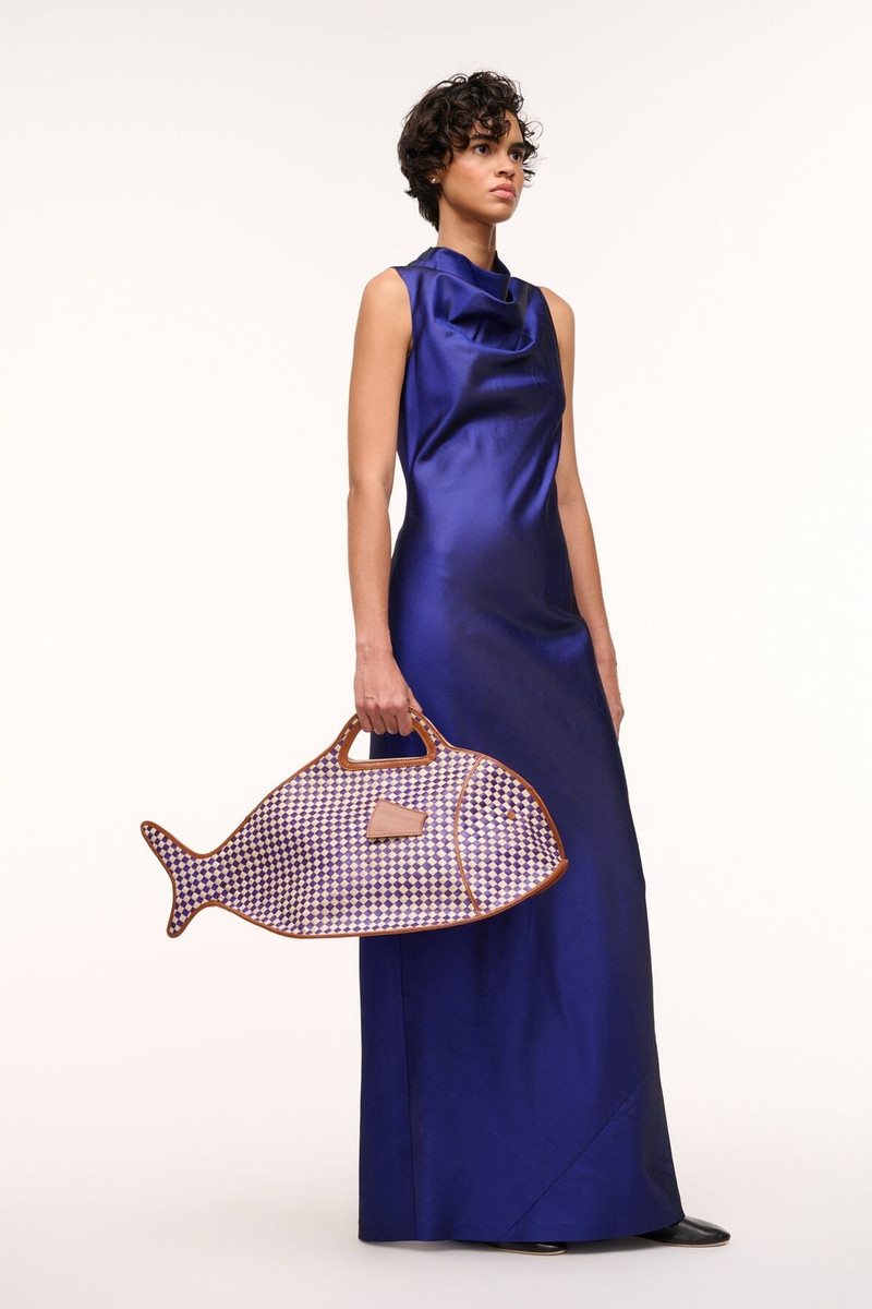 STAUD STAUD CLEO FISH BASKET TOTE COCONUT CHECK outlook