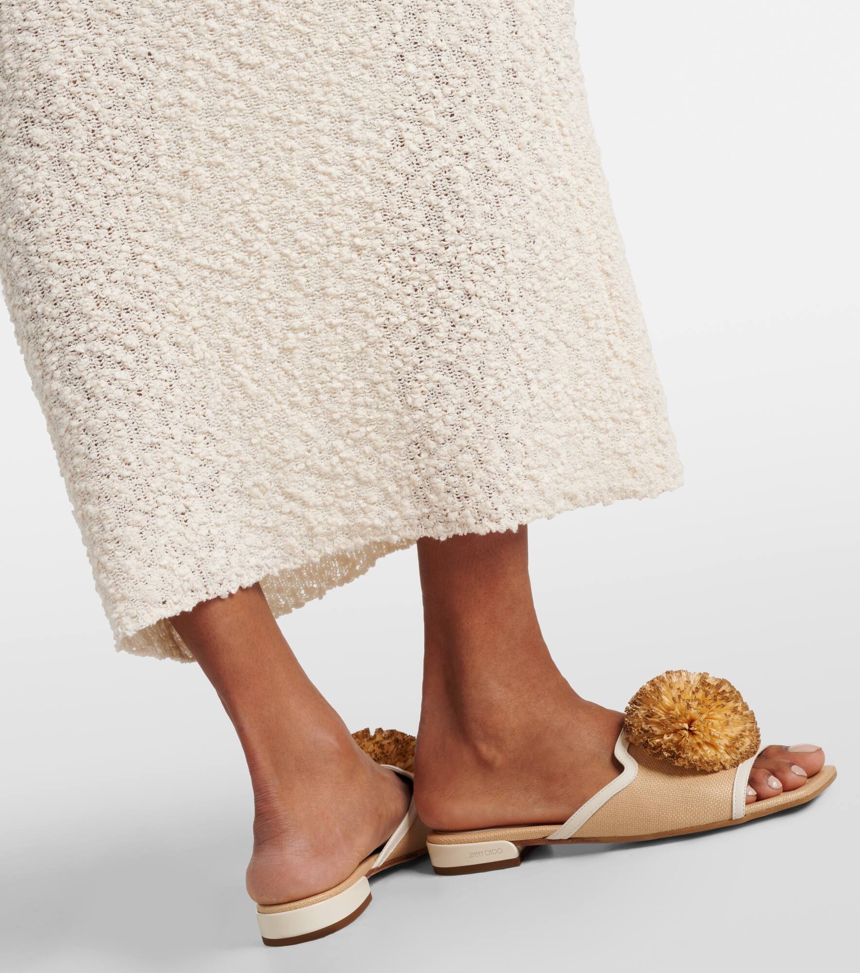 Nako leather-trimmed raffia slides - 4