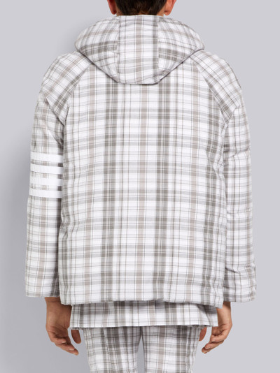 Thom Browne Medium Grey Striped Plaid 4-Bar Cropped Sideline Football Parka outlook