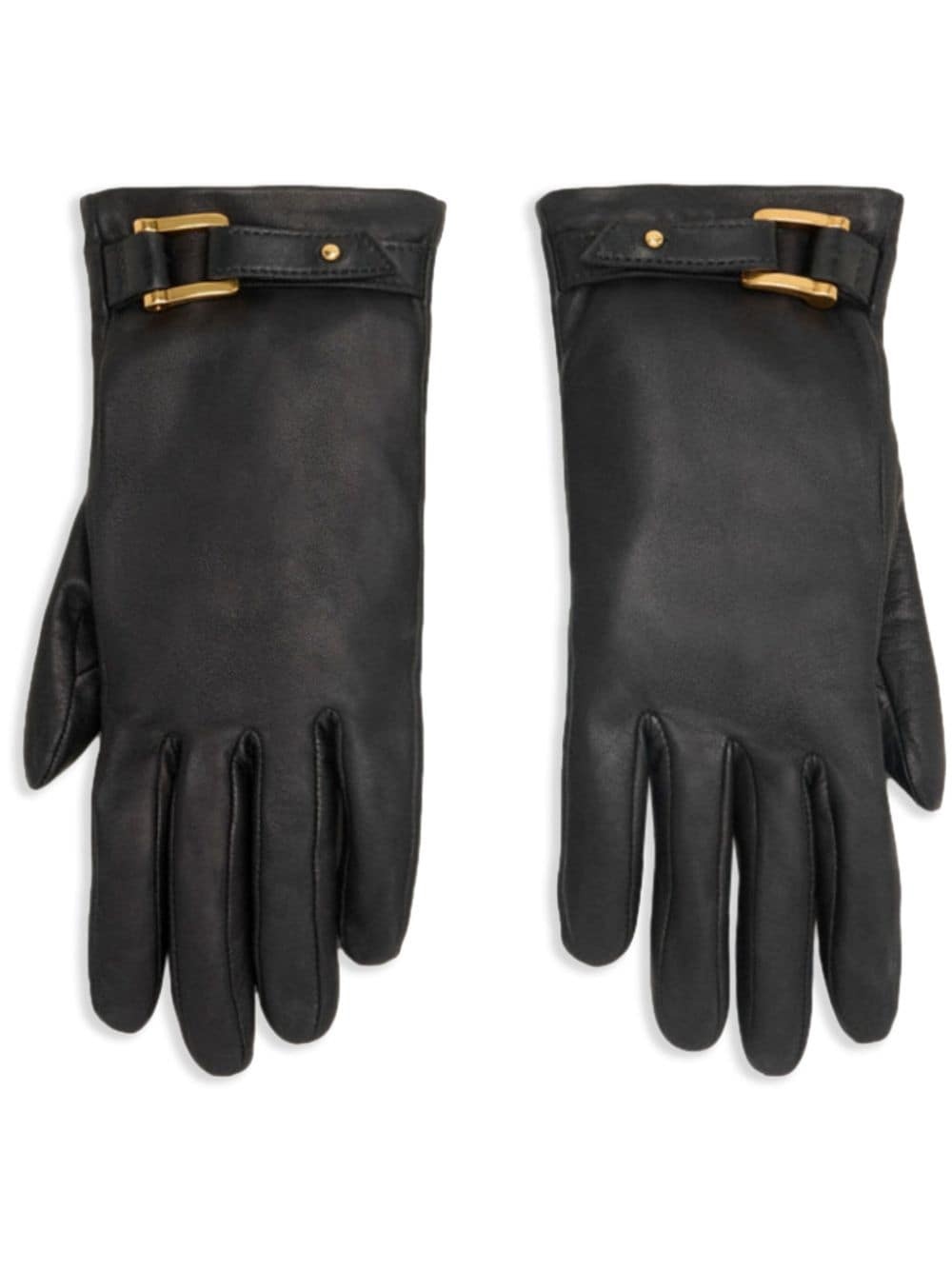 buckled leather gloves - 1