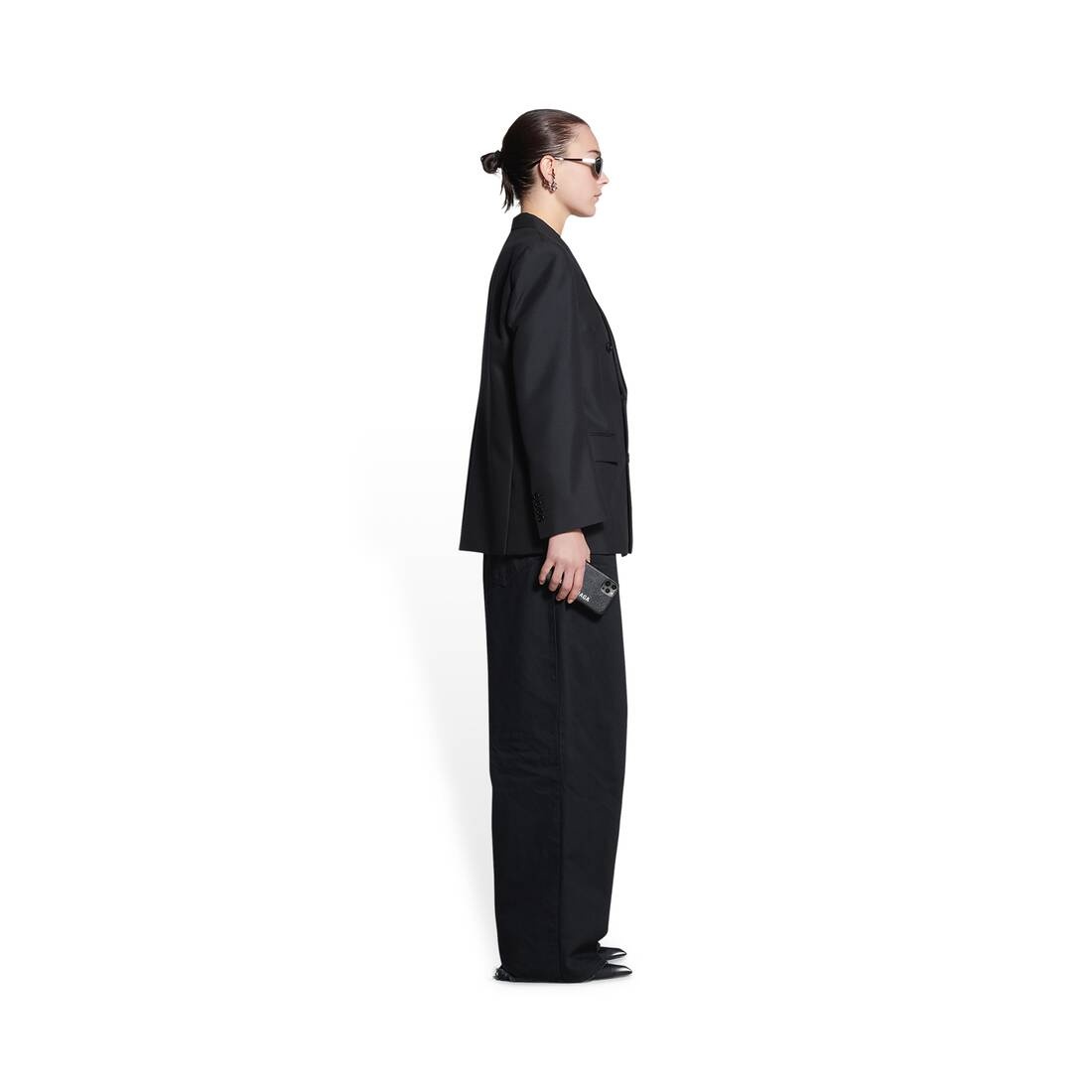 Women's Shrunk Tuxedo Jacket in Black - 3