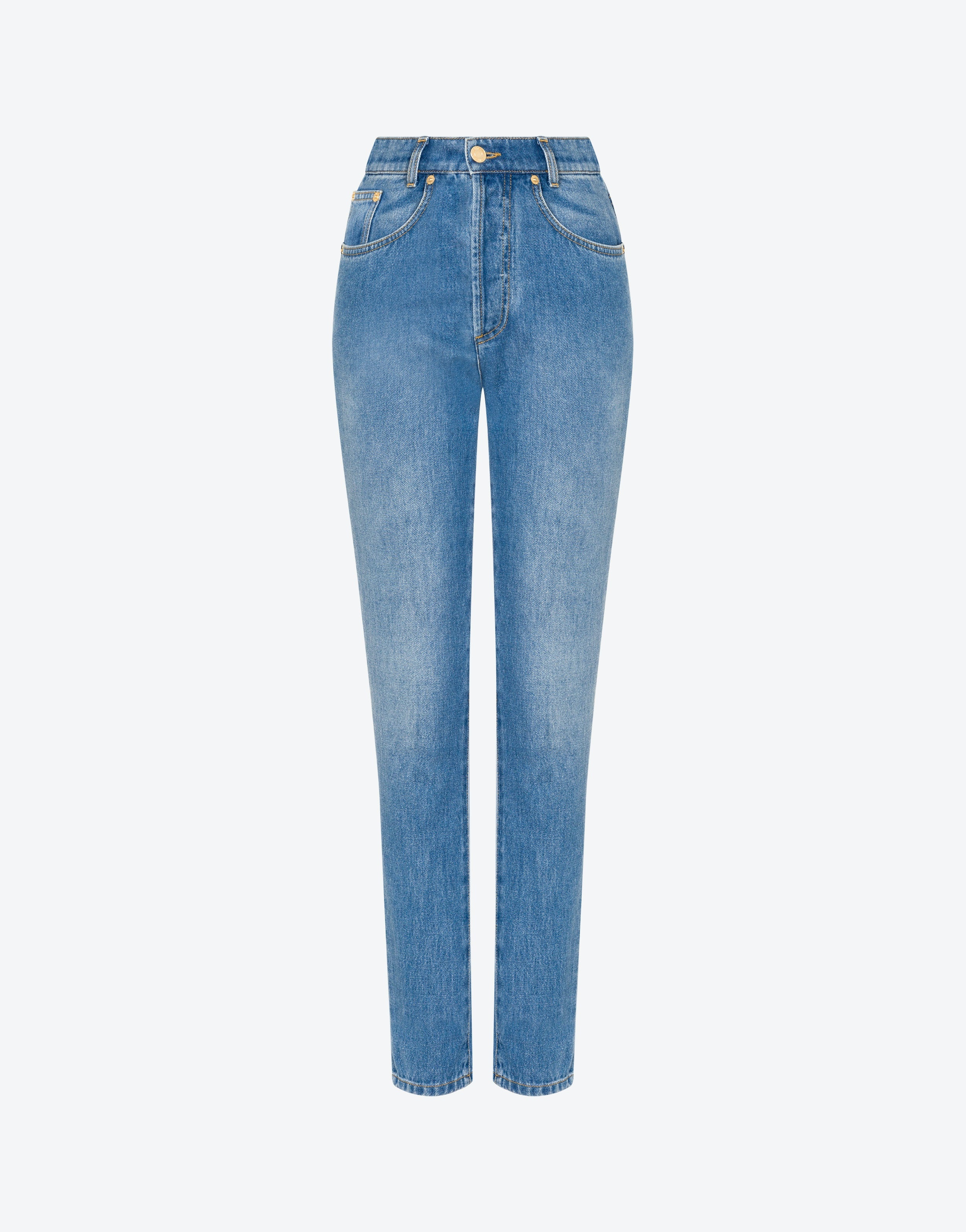 BLUE COTTON DENIM TROUSERS - 1