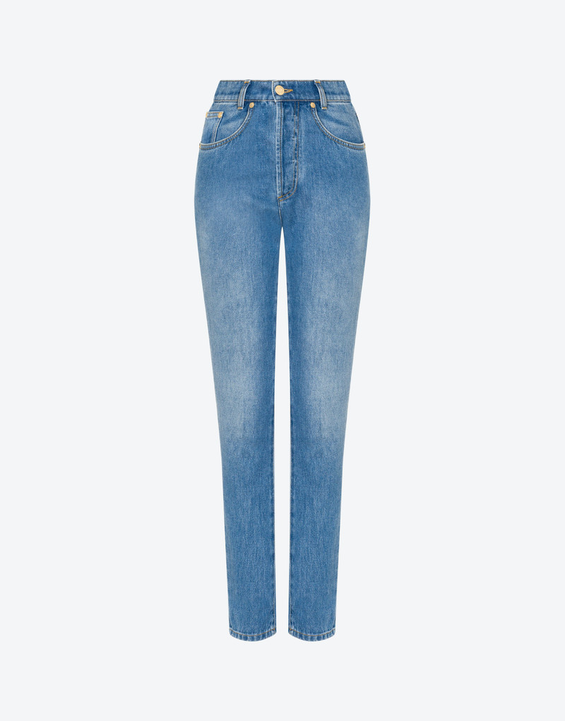 BLUE COTTON DENIM TROUSERS 1