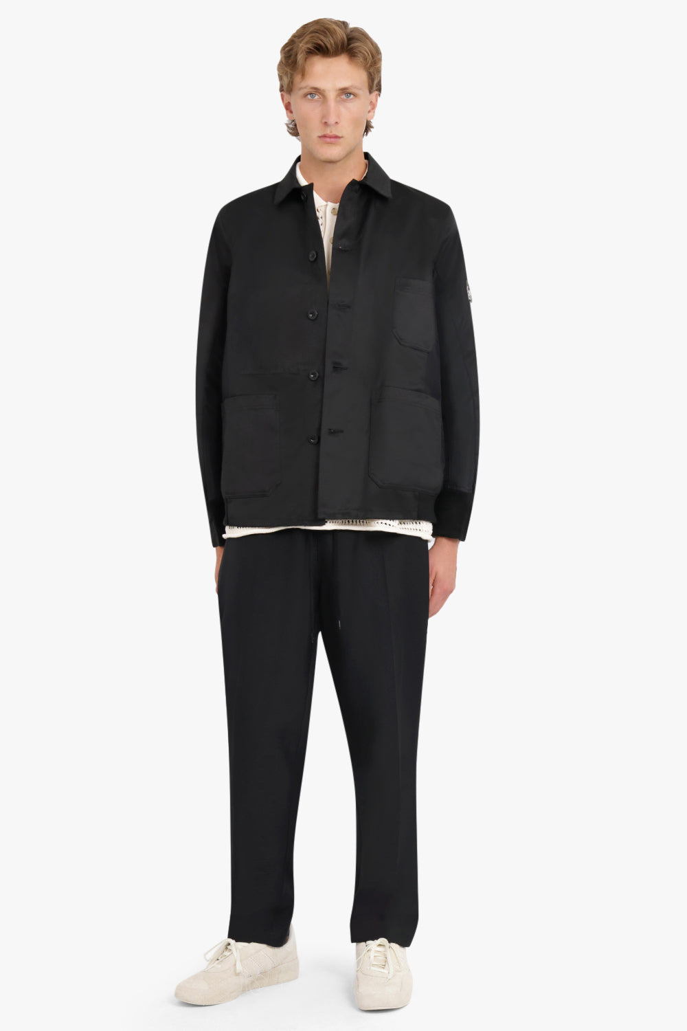 COTTON CHINO X NYLON TWILL BLOUSON | BLACK - 2