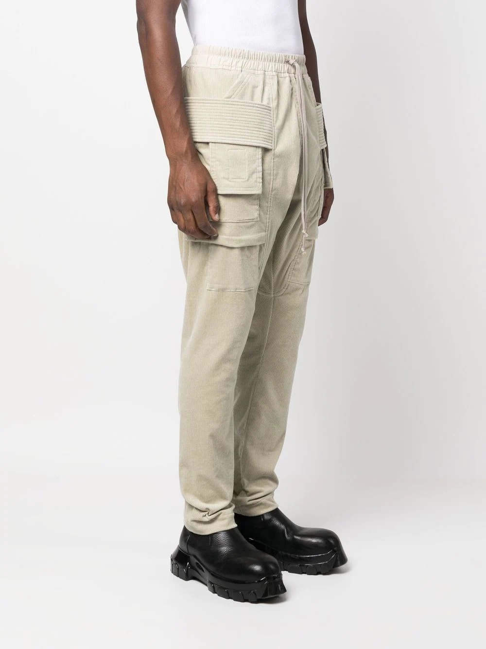 tapered corduroy cargo trousers - 3