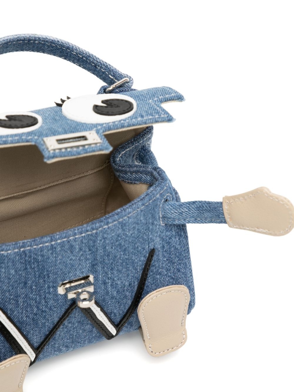 appliqué-detail denim shoulder bag - 5