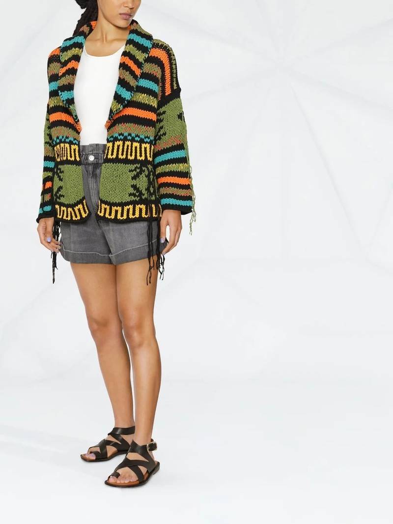 Alanui stripe-knit cardigan outlook