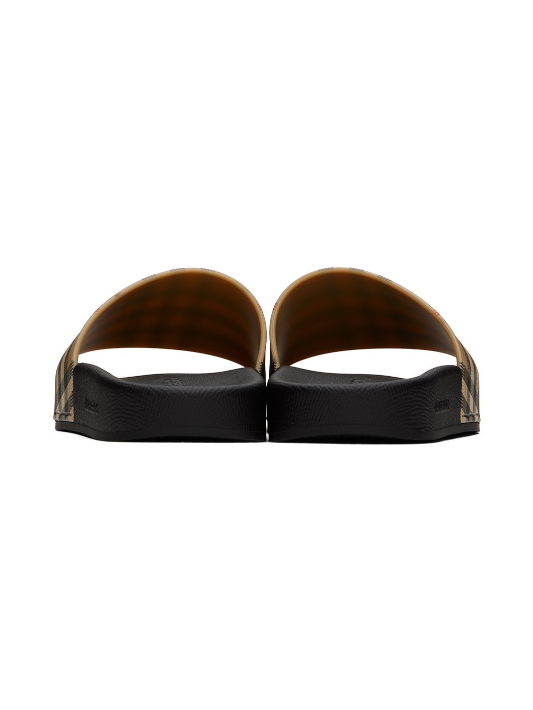 Beige & Black Check Slides - 2