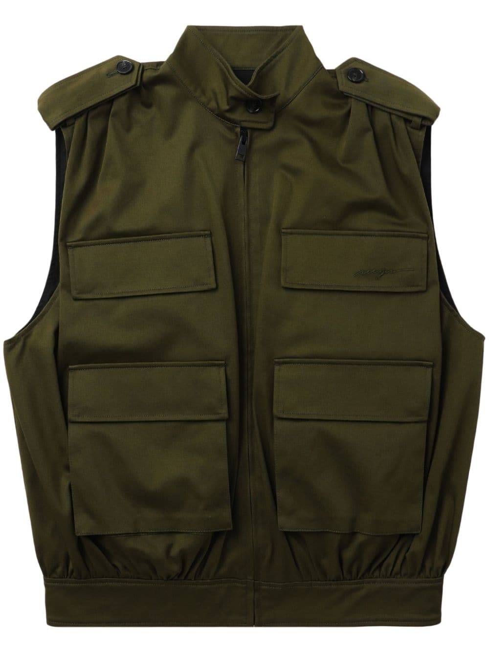 logo-embroidered cotton gilet - 1