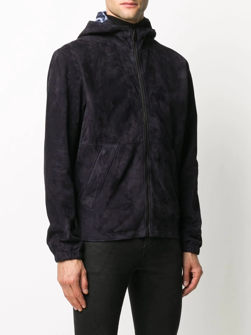 suede zip-up jacket - 3