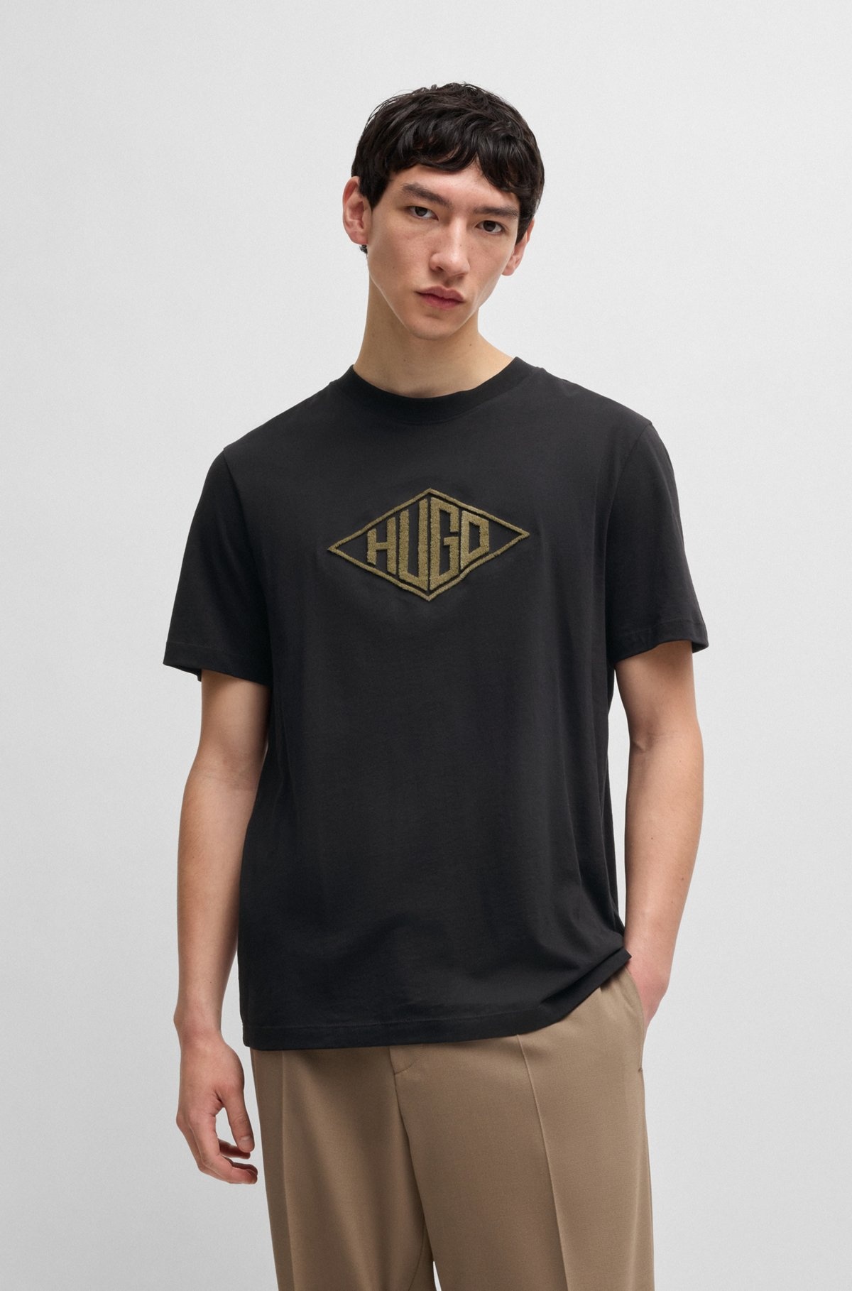 COTTON-JERSEY T-SHIRT WITH GEOMETRIC LOGO EMBROIDERY - 2