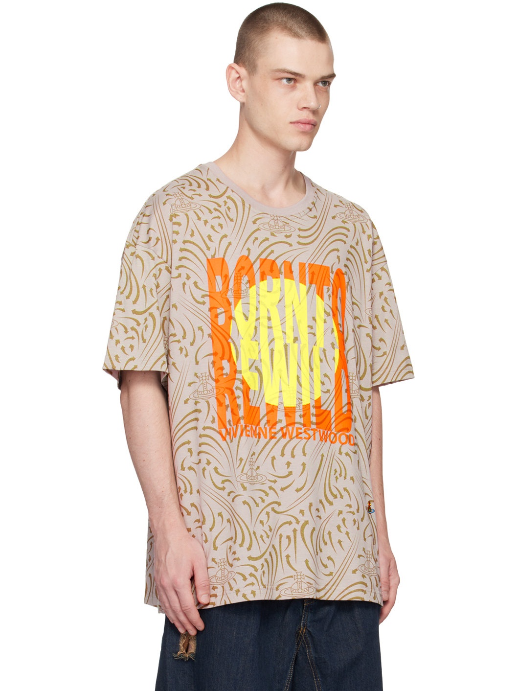 Taupe Printed T-Shirt - 2