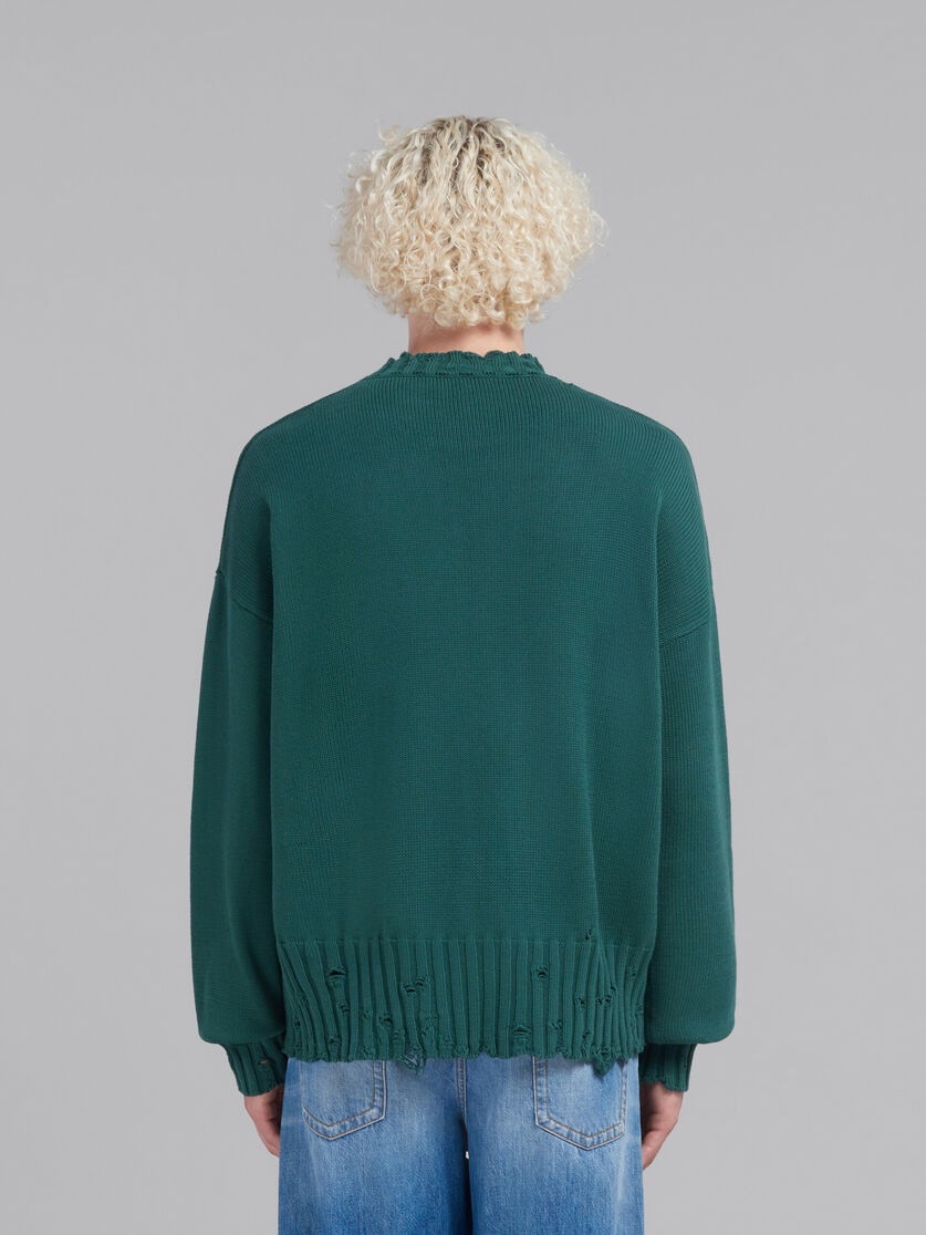 GREEN COTTON CREWNECK SWEATER - 3