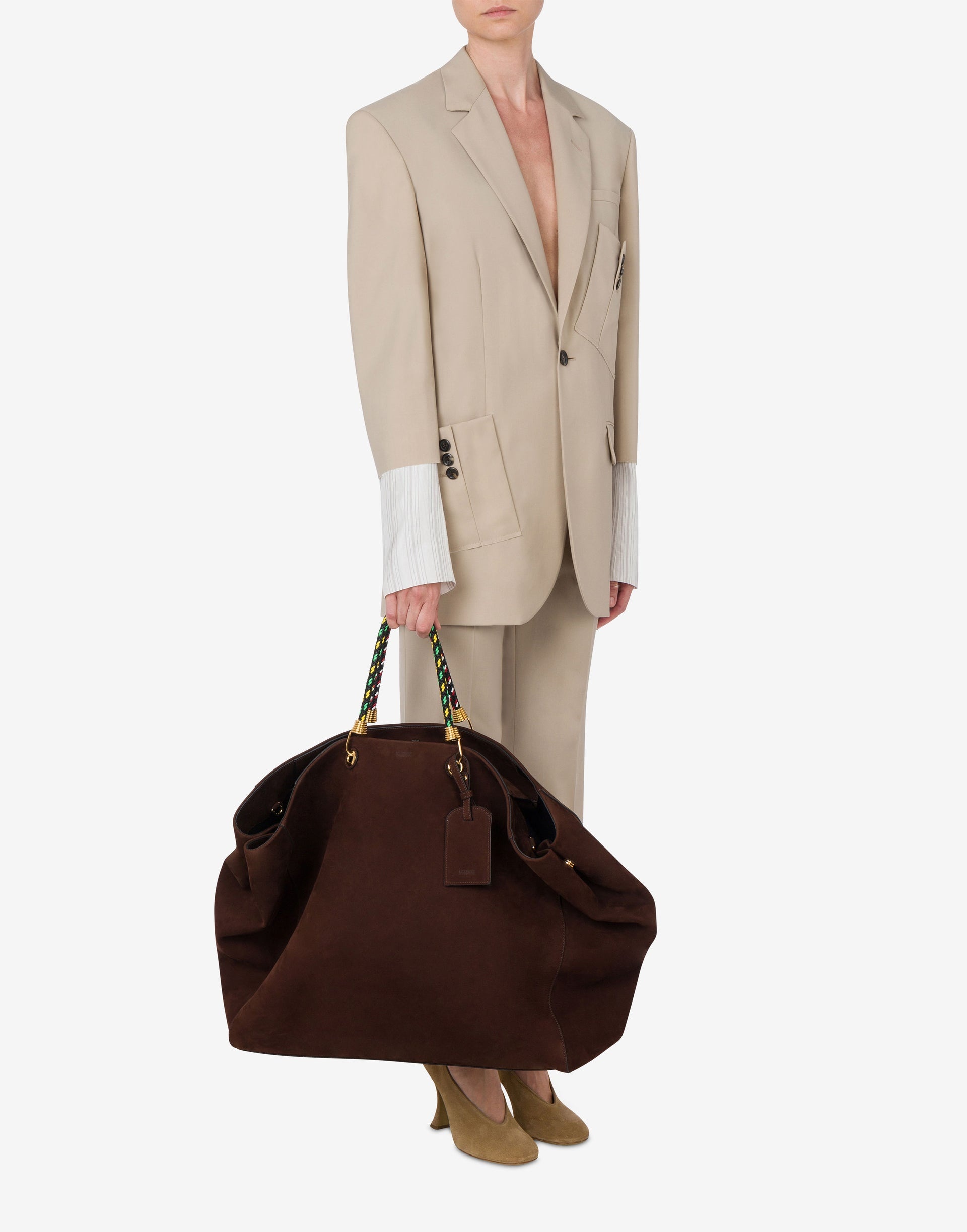LARGE BRAIDED CORD SUEDE SHOPPER - 4