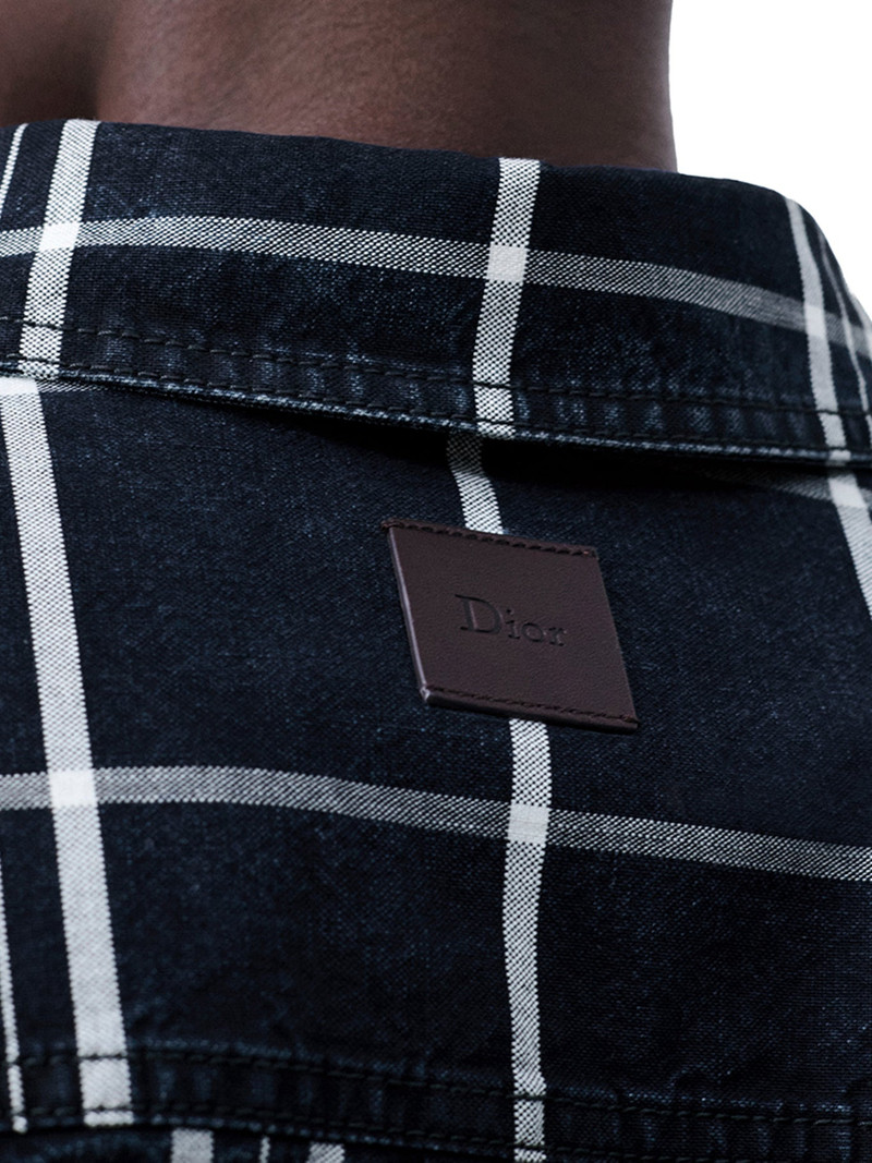 BLUE COTTON CHAMBRAY CHECKED SHIRT JACKET 4